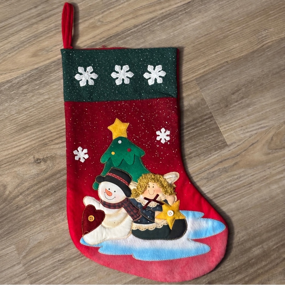 Xmas Stocking Xmas stocking snowman tree star angel quilted snowflakes 3D